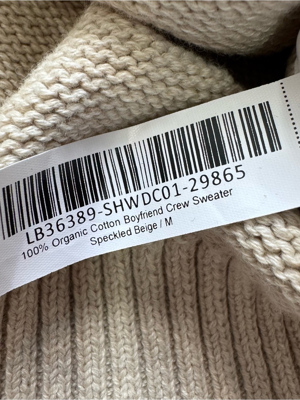 Quince 100% Organic Cotton Boyfriend Crew Sweater Women’s Medium Speckled Beige - Picture 6 of 7